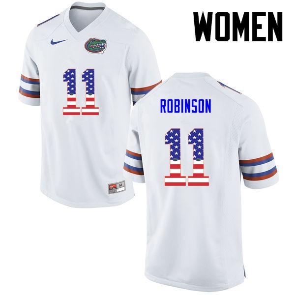 Florida Gators Women #11 Demarcus Robinson College Football USA Flag Fashion White
